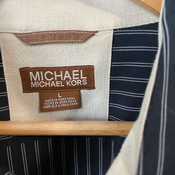 Michael Michael Kors Navy Striped Button Down - Picture 5 of 6
